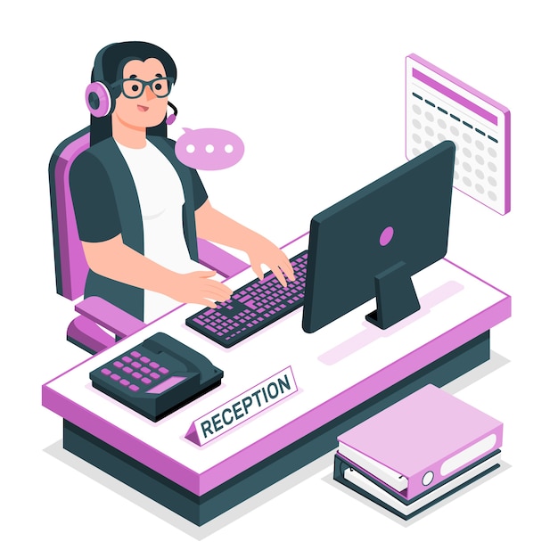 Vettore gratuito illustrazione del concetto di receptionist