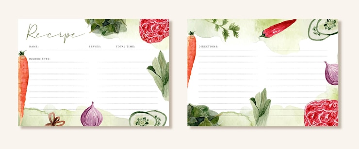 Free Vector recipe card with food ingredients illustration