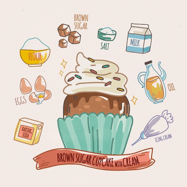 Free vector recipe concept draw