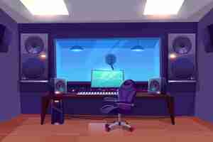 Free vector record producer or audio engineer workplace