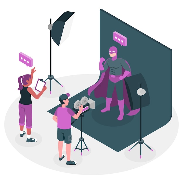 Free vector recording a movie concept illustration