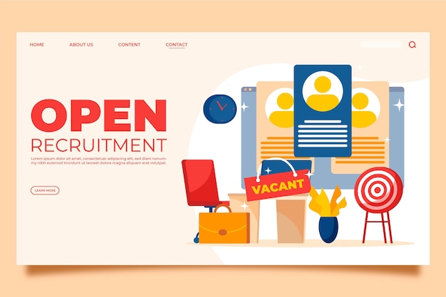 Free vector recruitment concept landing page