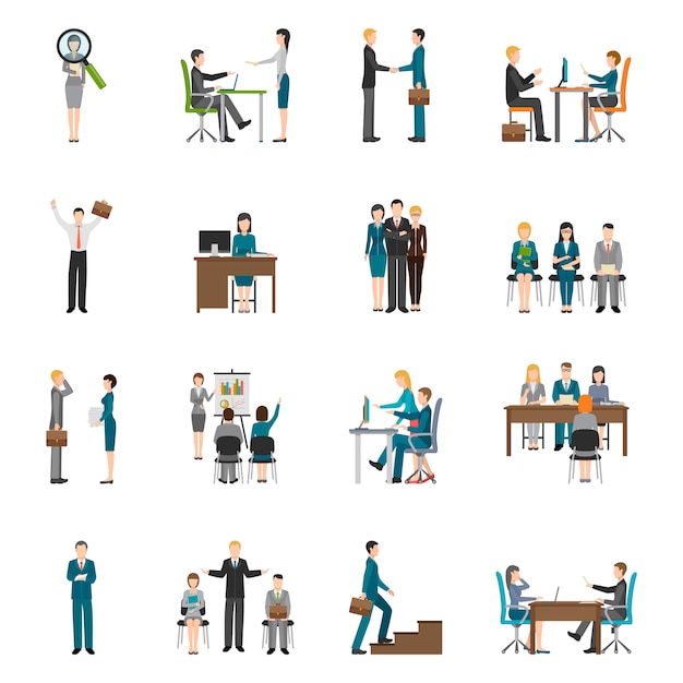 Free vector recruitment hr people icons set