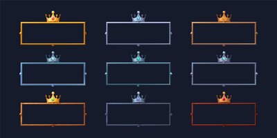 Rectangle avatar frames with royal crowns ui