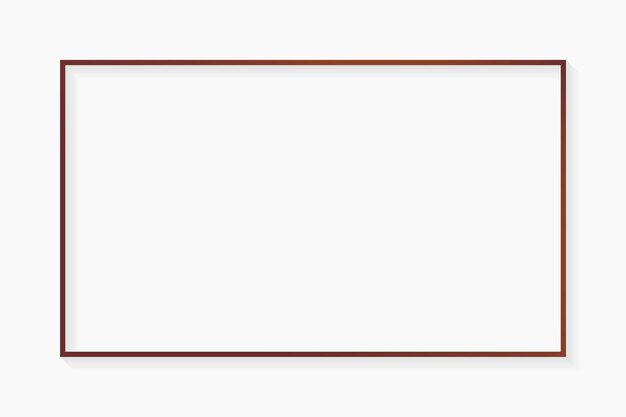 白い背景の上の長方形のブロンズフレーム