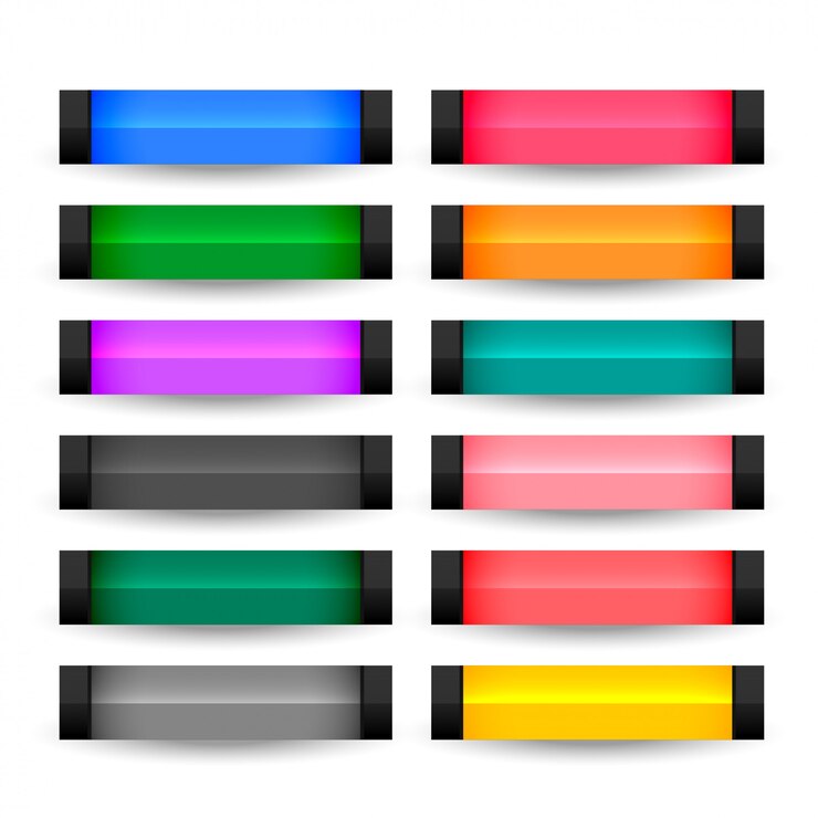 Free Vector rectangle buttons set in many colors