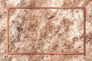 Free vector rectangle copper frame on brown marble background