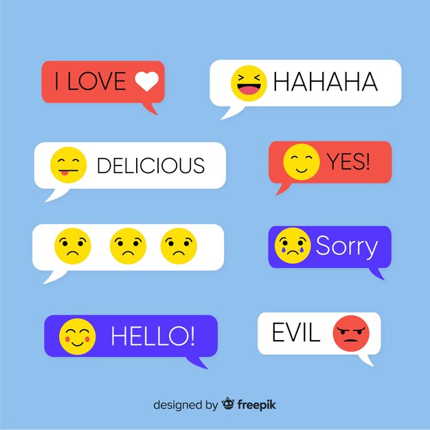 Rectangle flat design messages with emojis