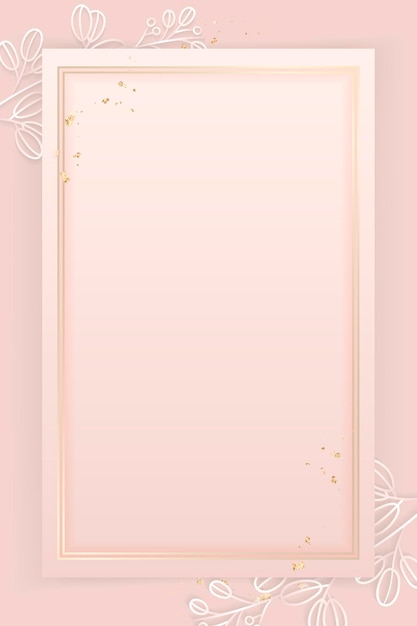 Rectangle frame on floral pattern pink background