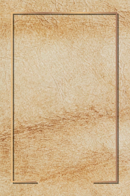 Free vector rectangle gold frame on brown leather background