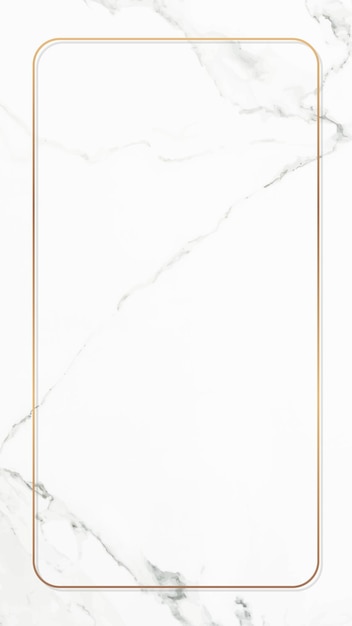 Rectangle gold frame on white marble mobile phone wallpaper vector