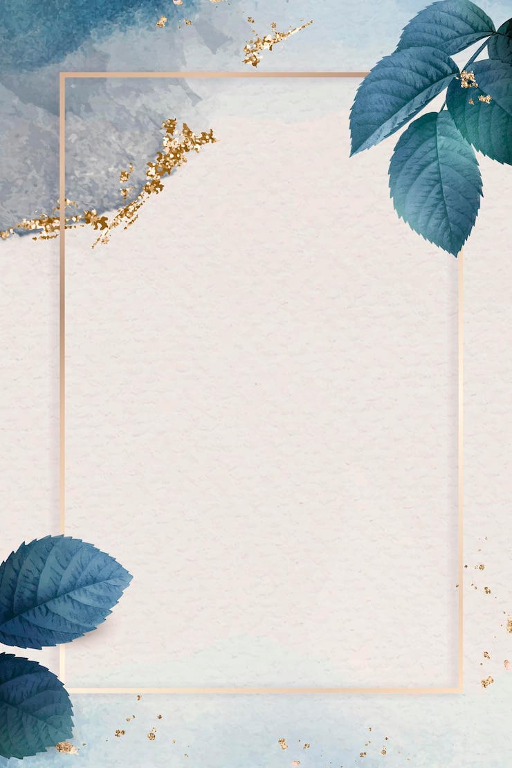 Free Vector rectangle gold frame with foliage pattern background