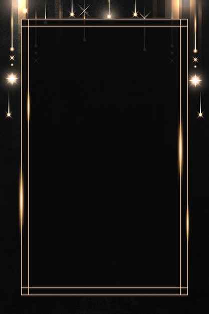 Rectangle gold frame with sparkle patterned on black background