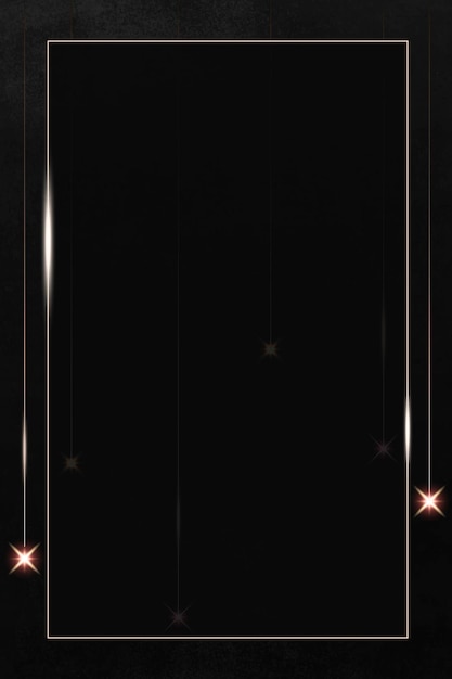 Free vector rectangle gold frame with sparkle patterned on black background