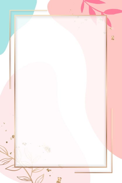 Free vector rectangle golden frame on a colorful memphis pattern background