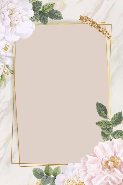 Rectangle rose frame on marble background