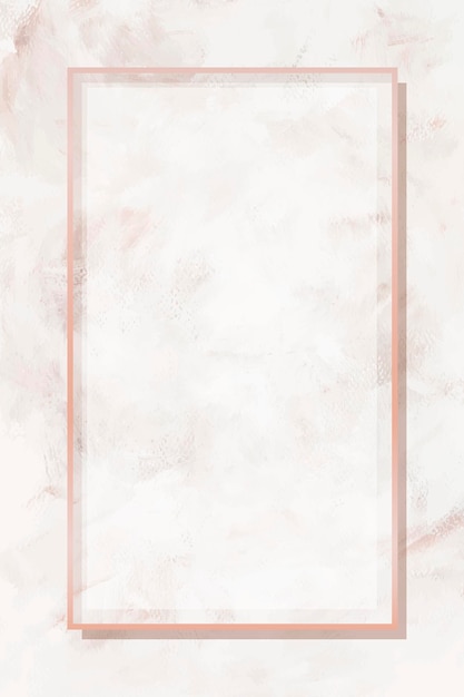 Прямоугольная рамка из розового золота на бежевом мраморном фоне вектор