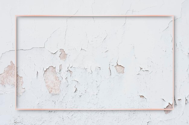 Rectangle rose gold frame on weathered paint wall background vector