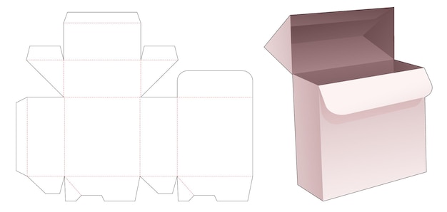 Rectangular box with locked point die cut template