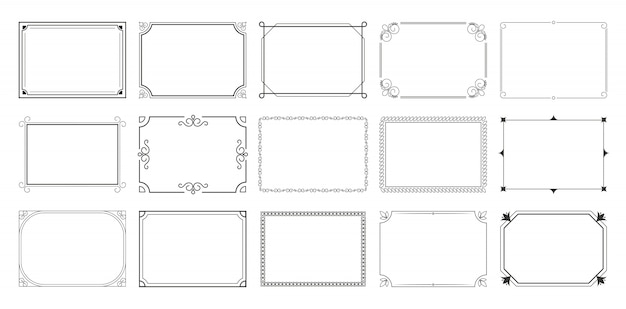 Rectangular calligraphic frames set