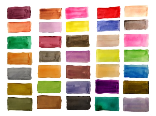 Free vector rectangular hand painted watercolor texture set in many colors