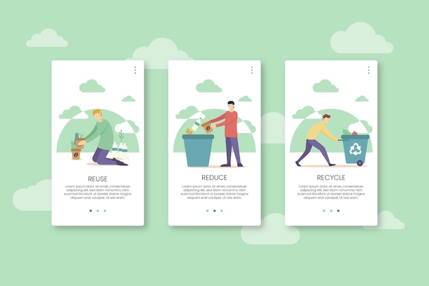 Free vector recycle app screens with mobile phone