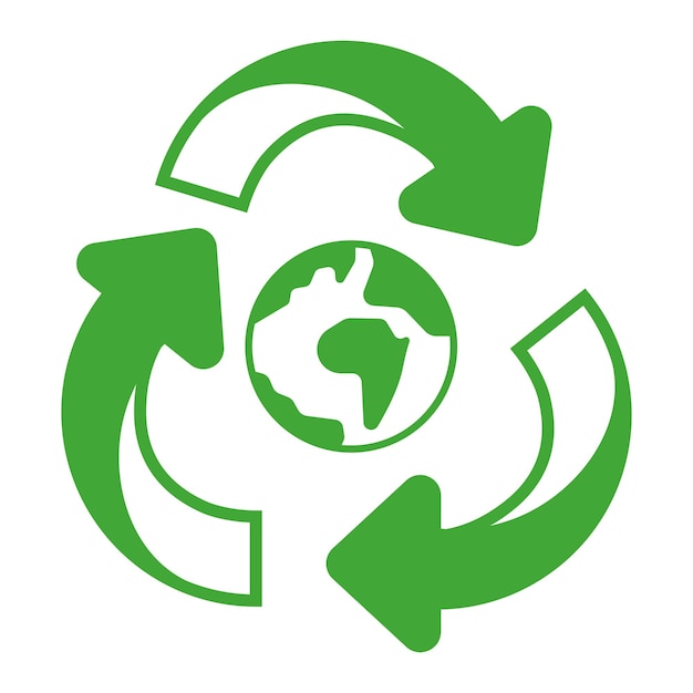 Recycle Arrows Around Globe Outline Glyph Style