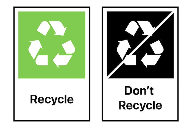 Vettore gratuito riciclare e non riciclare i segni