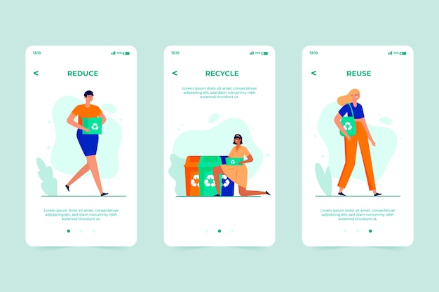 Free vector recycle onboarding app screen concept