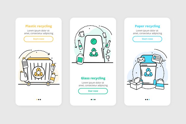Recycle onboarding app screens collection