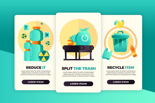 Recycle onboarding app screens set