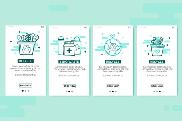 Recycle onboarding app screens