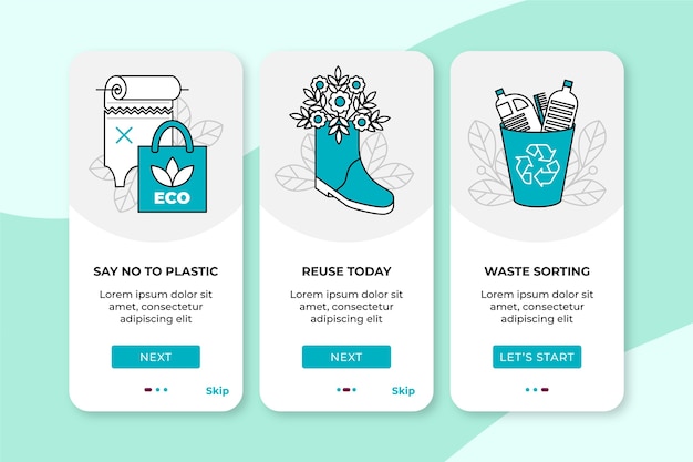 Recycle onboarding app screens