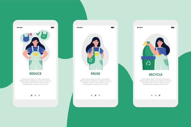 Recycle onboarding app screens