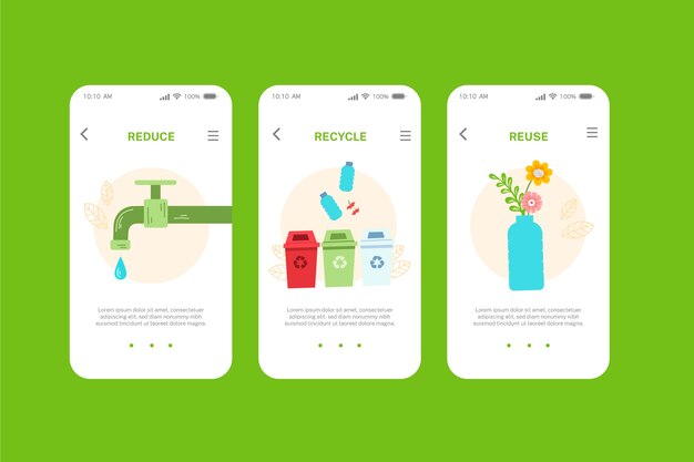 Recycle onboarding app screens