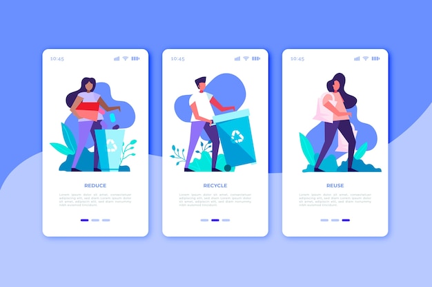 Recycle onboarding app screens