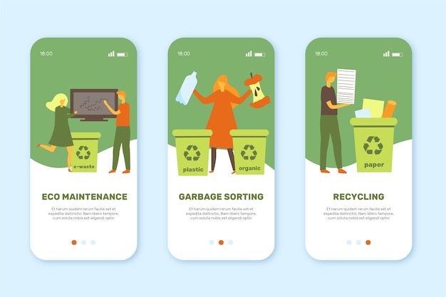 Recycle onboarding app screens