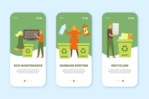 Recycle onboarding app screens