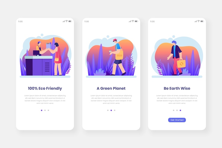Free Vector recycle onboarding apps on mobile phone