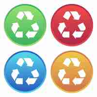 Free vector recycle sign circle multiple colours set