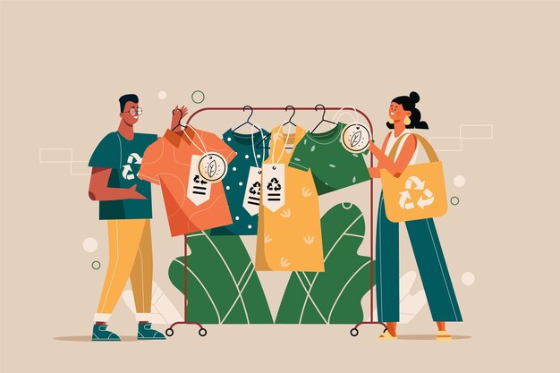recycled clothes concept flat-hand drawn