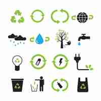 Free vector recycling icons collection