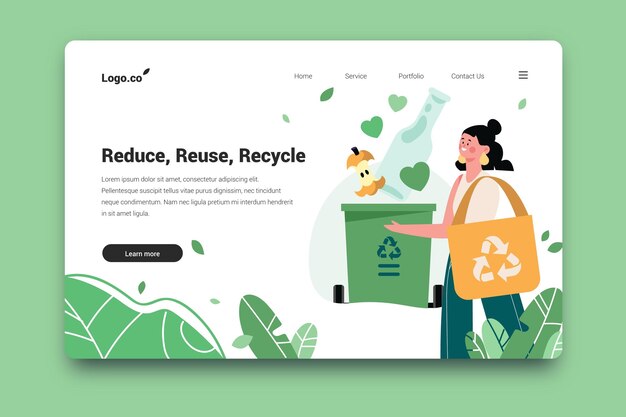 Recycling landing page web template