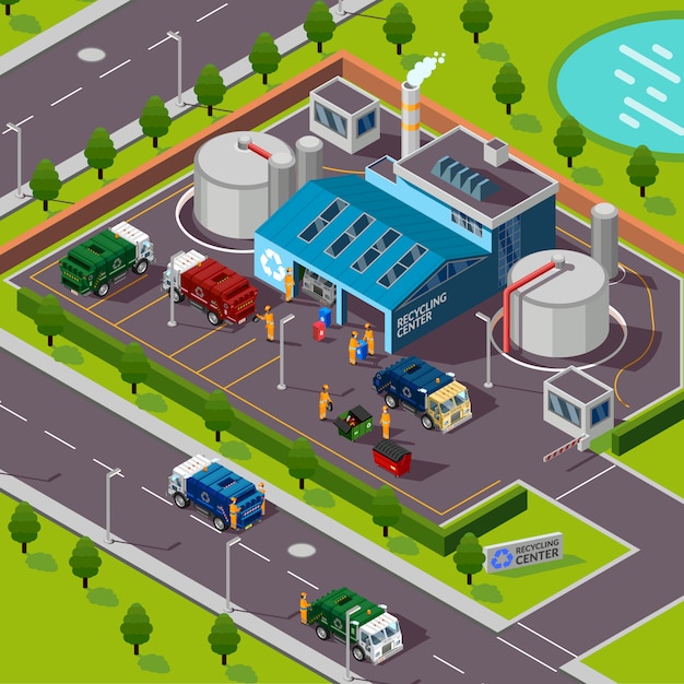 Recycling Plant Isometric illustration 