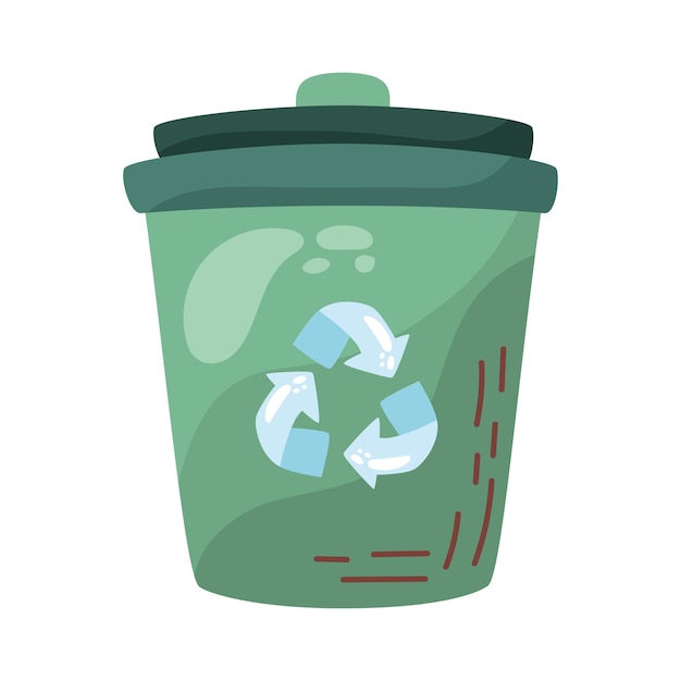 Free vector recycling symbol on green lid of bin