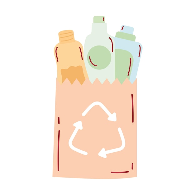플라스틱 병의 아이콘에 있는 재활용 기호가 분리되어 있습니다.