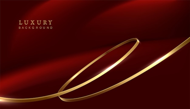 Free vector red abstract banner with golden ribbons