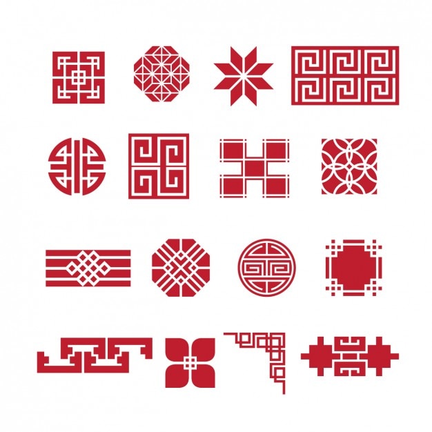 Free vector red abstract shapes icons pack