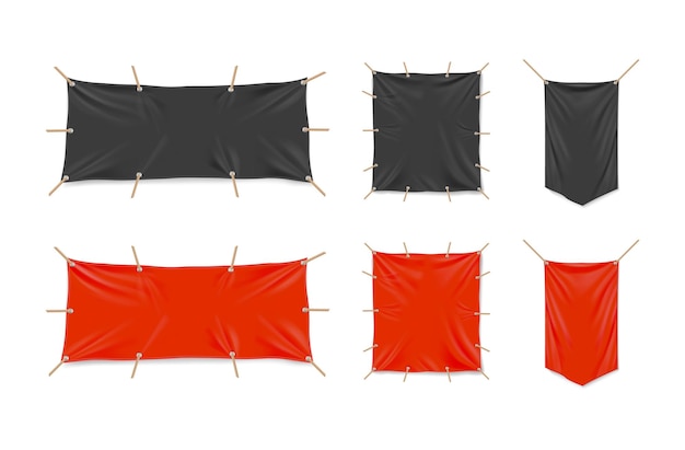 Бесплатное векторное изображение Красные и черные знамена и вымпелы