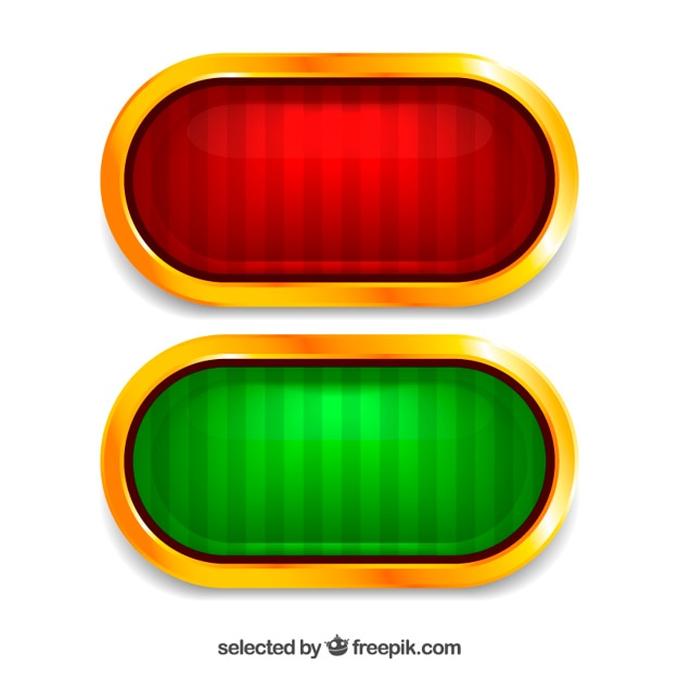무료 벡터 빨간색과 초록색 버튼